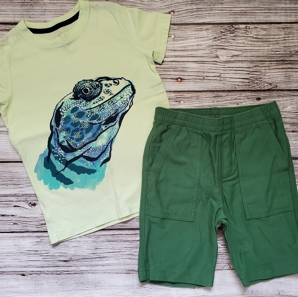 Tea Collection Iguana T-Shirt and Pull On Shorts Set NWOT